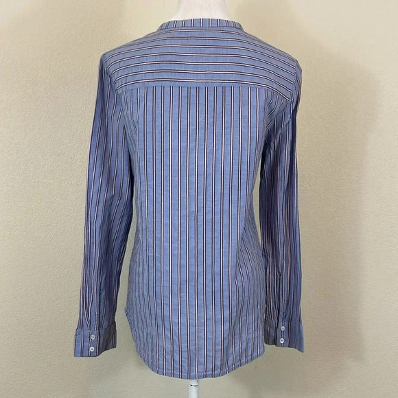 Longchamp 100% cotton blue stripe button down shirt size 36 - Picture 4 of 7